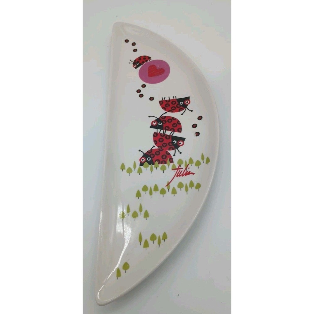 Julien Chung Half Moon Dish Ladybug Love Lovely Trees Hearts